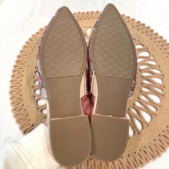 Birdies The Dove Women's Sequin Slip On Floral Slippers Pink Metallic Size 9 - Picture 9 of 11